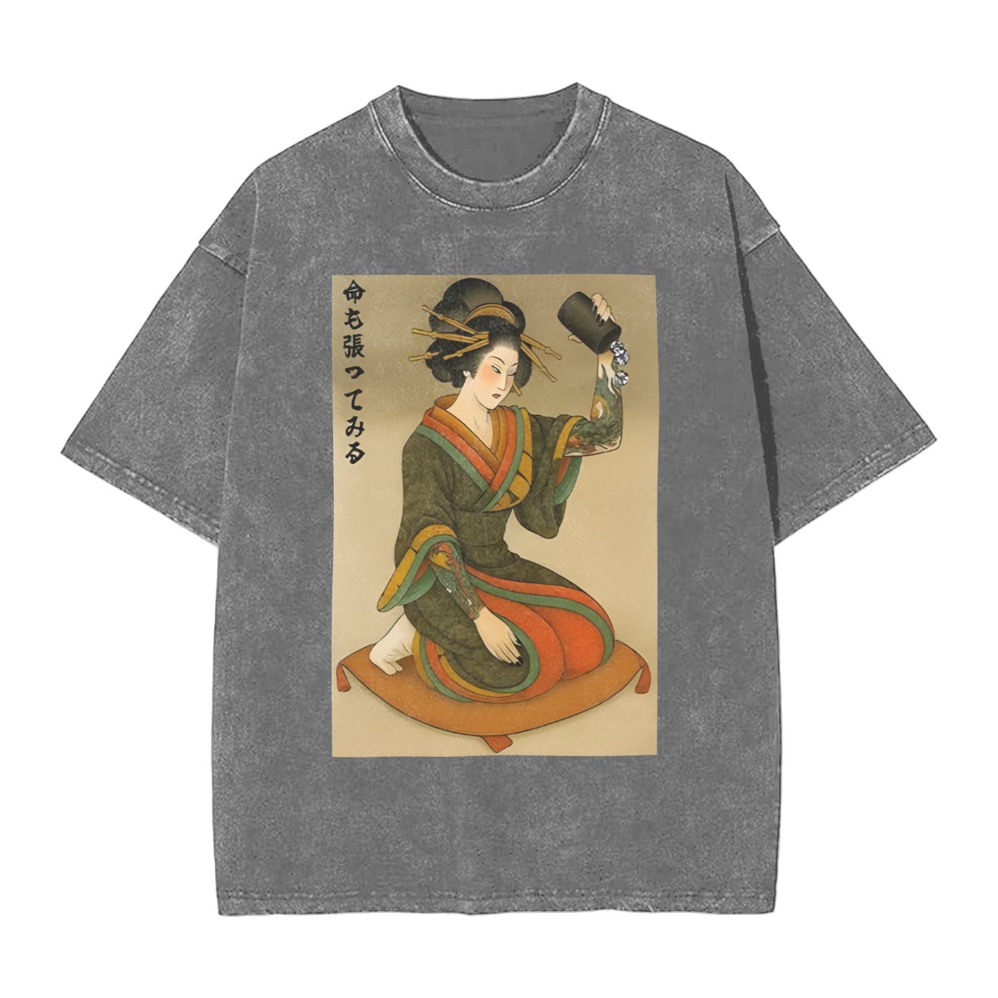 Osaka Lion Geisha With Dice Washed T-Shirt