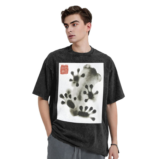Osaka Lion Ink Painting Frog Washed T-Shirt