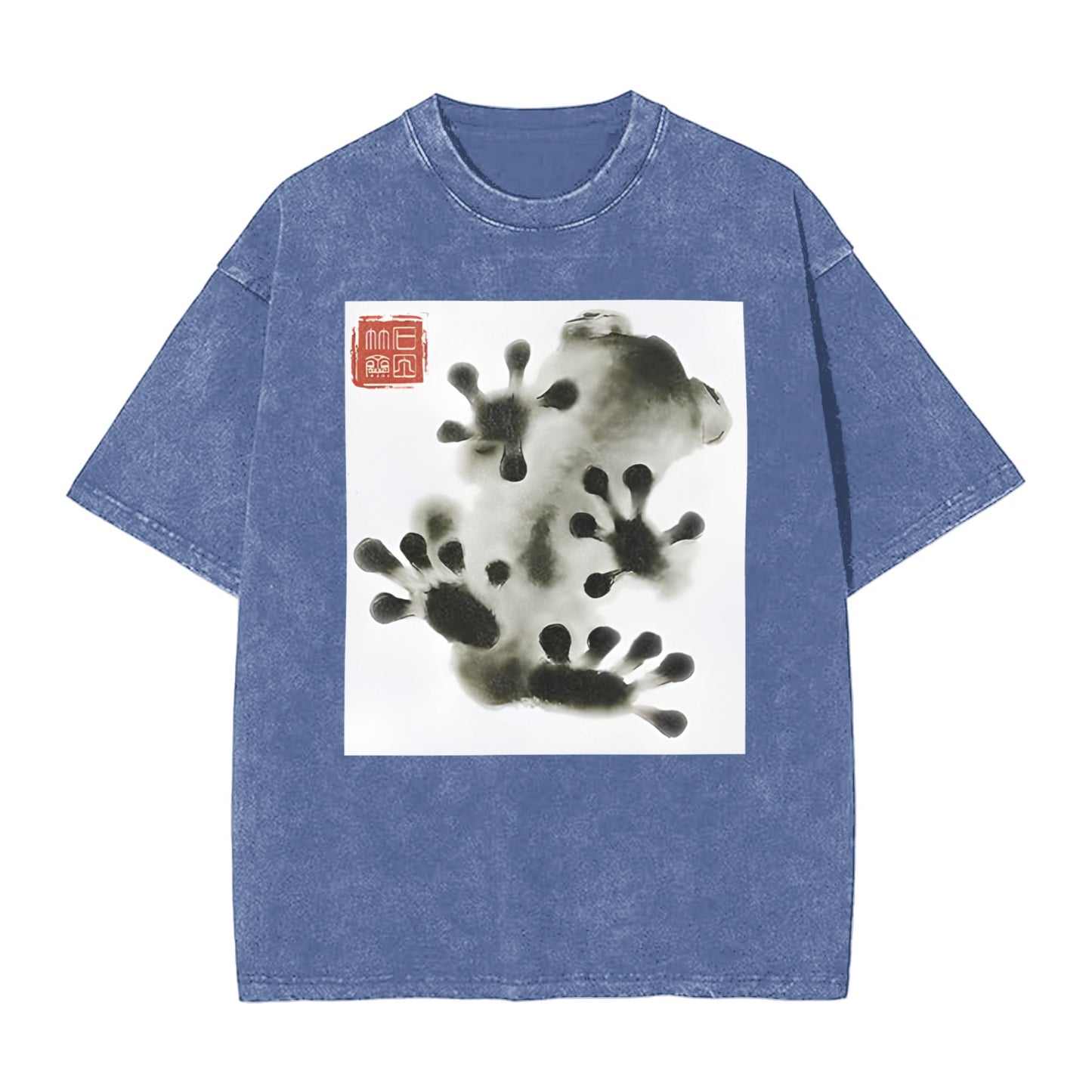 Osaka Lion Ink Painting Frog Washed T-Shirt