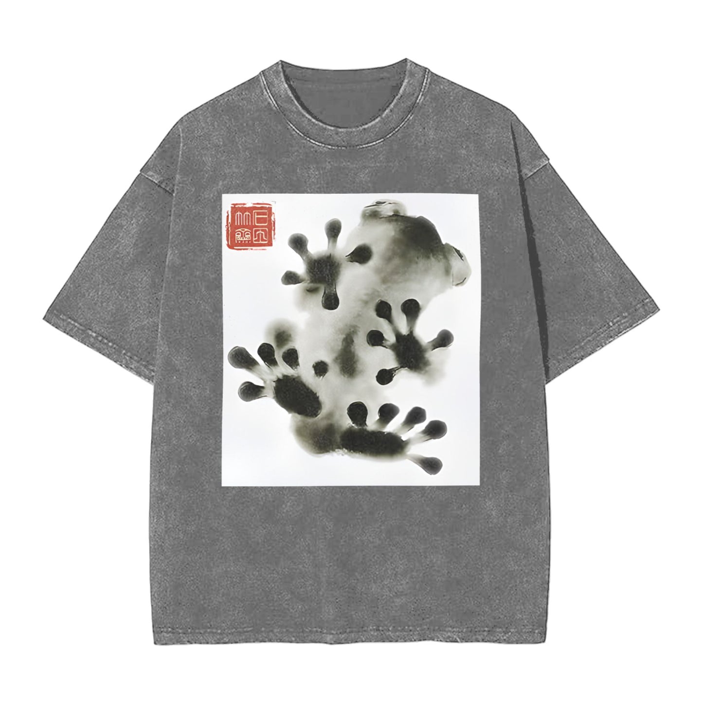 Osaka Lion Ink Painting Frog Washed T-Shirt