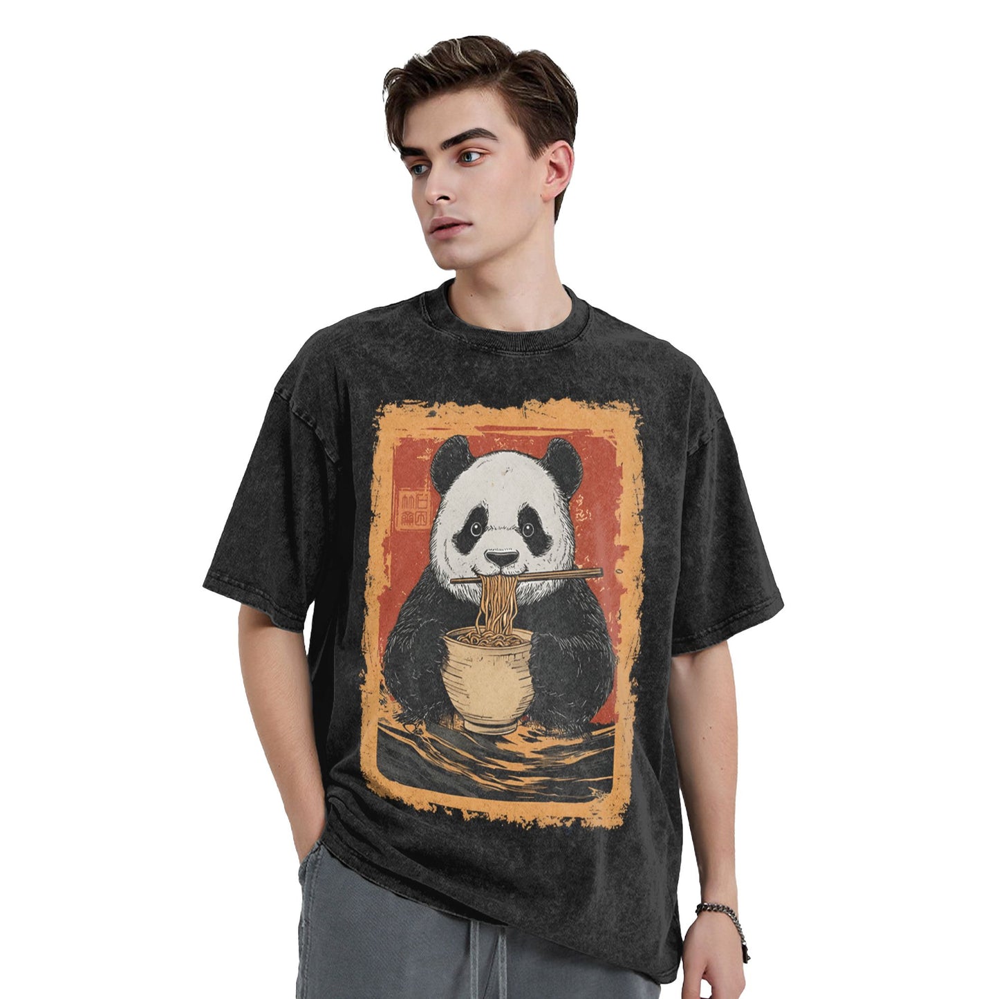 Osaka Lion Ramen Lover Panda Washed T-Shirt