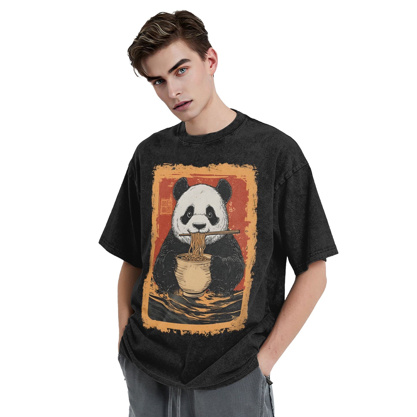 Osaka Lion Ramen Lover Panda Washed T-Shirt