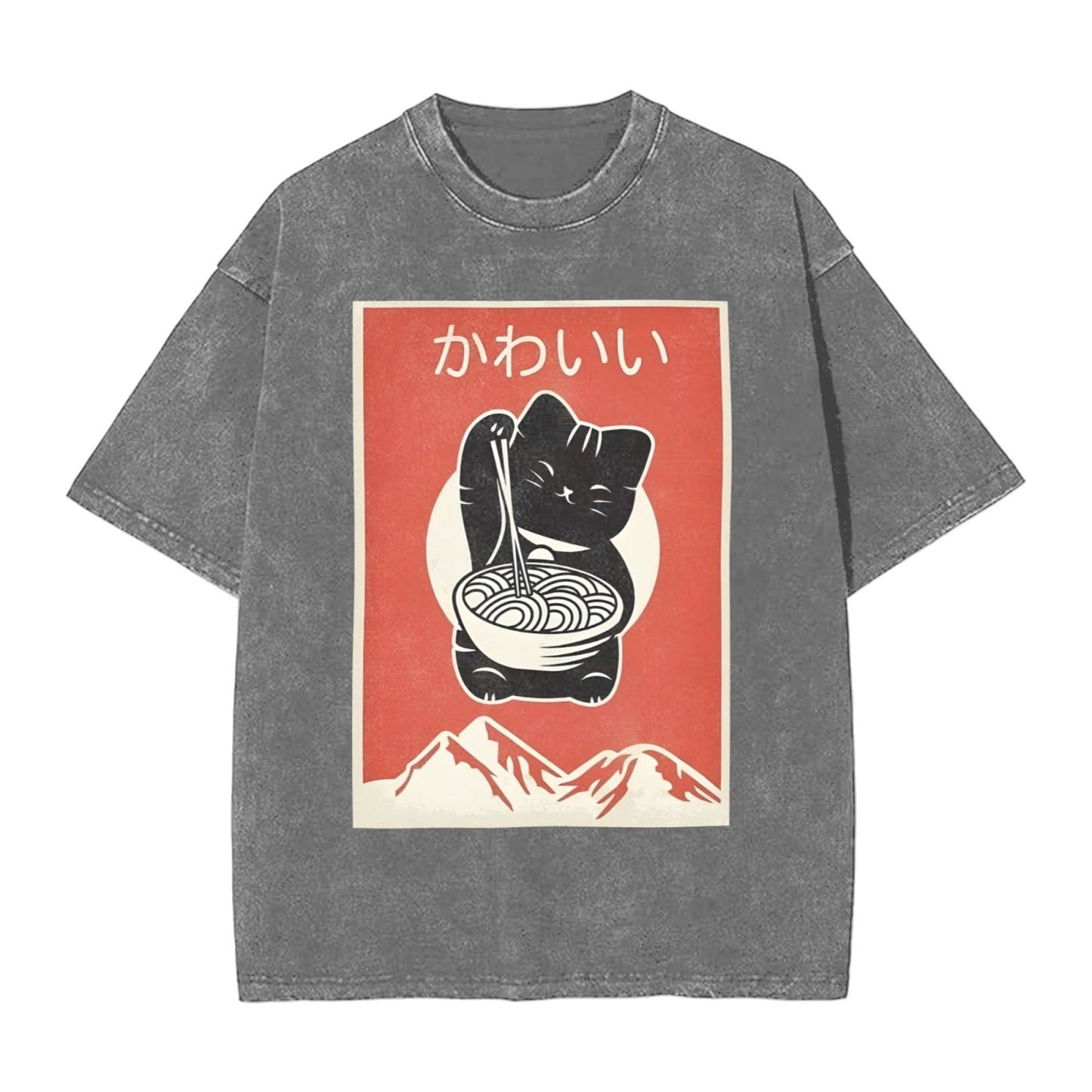 Osaka Lion Eat Ramen Cat Seventhxth Washed T-Shirt