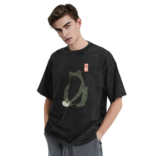 Osaka Lion Tea Art Frog Washed T-Shirt