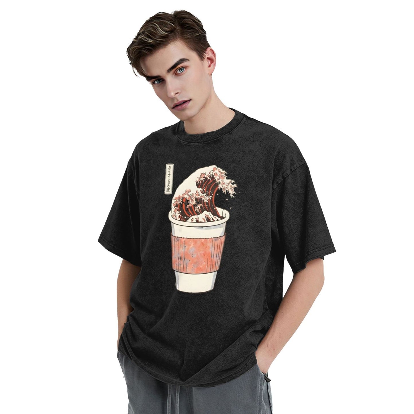 Osaka Lion Great Wave Of Coffee Third Washed T-Shirt