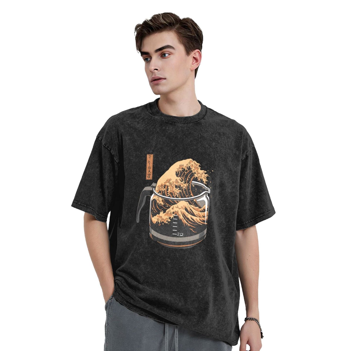 Osaka Lion Great Wave Of Coffee First Washed T-Shirt