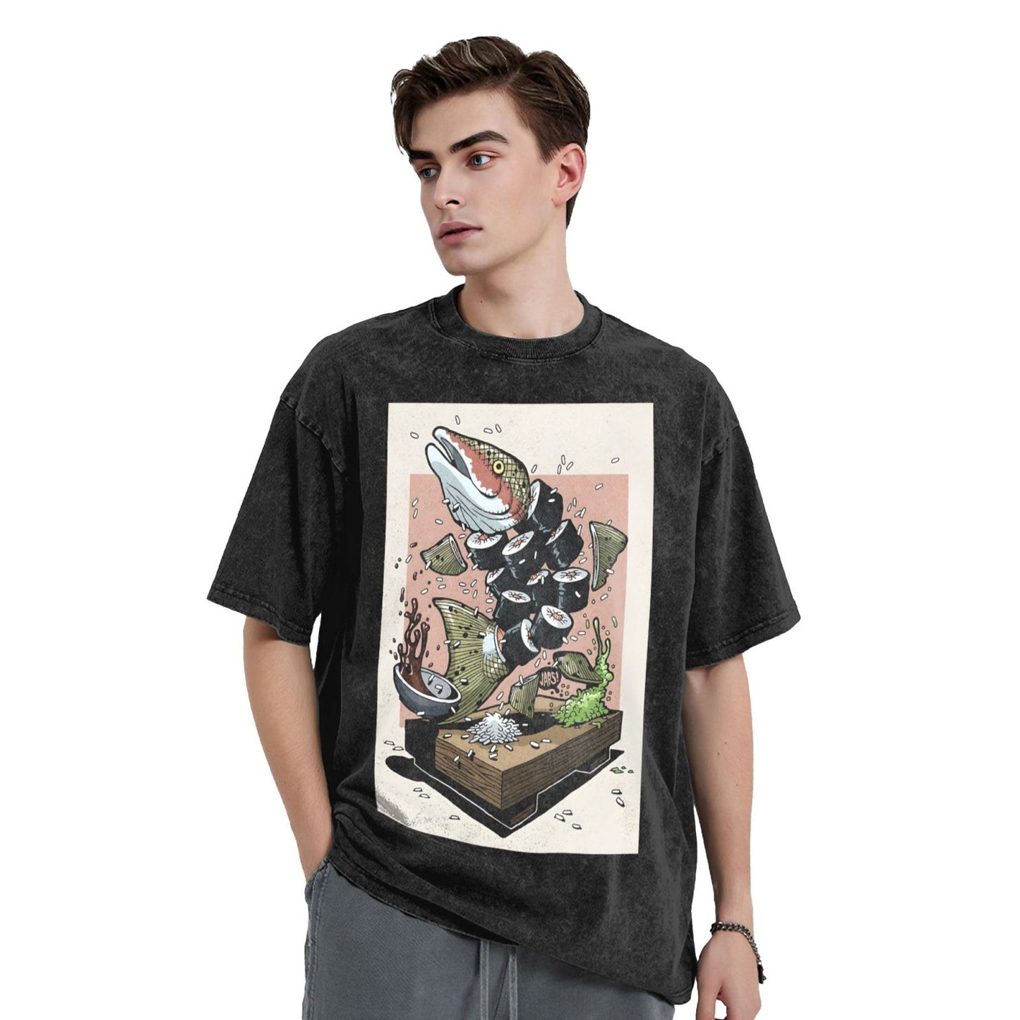Osaka Lion Fish And Sushi Washed T-Shirt
