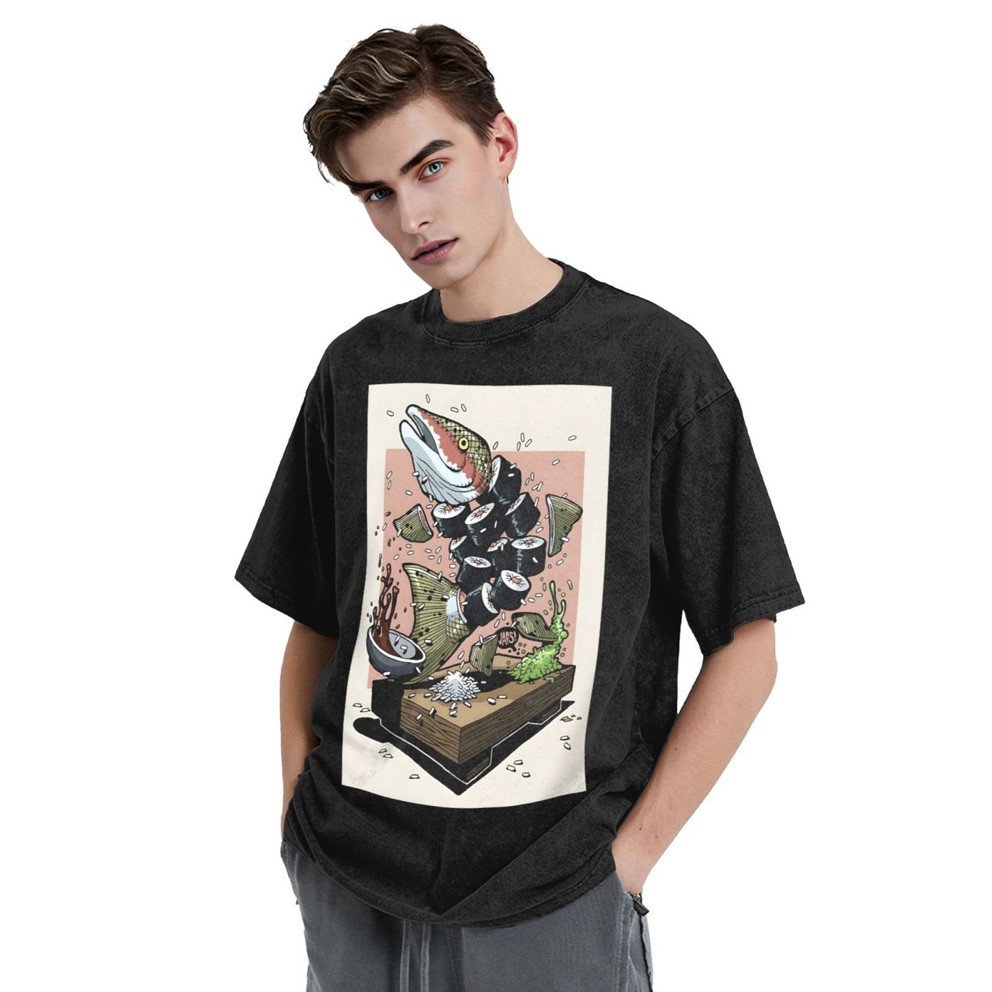 Osaka Lion Fish And Sushi Washed T-Shirt