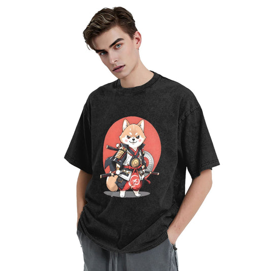 Osaka Lion Dog Samurai Washed T-Shirt