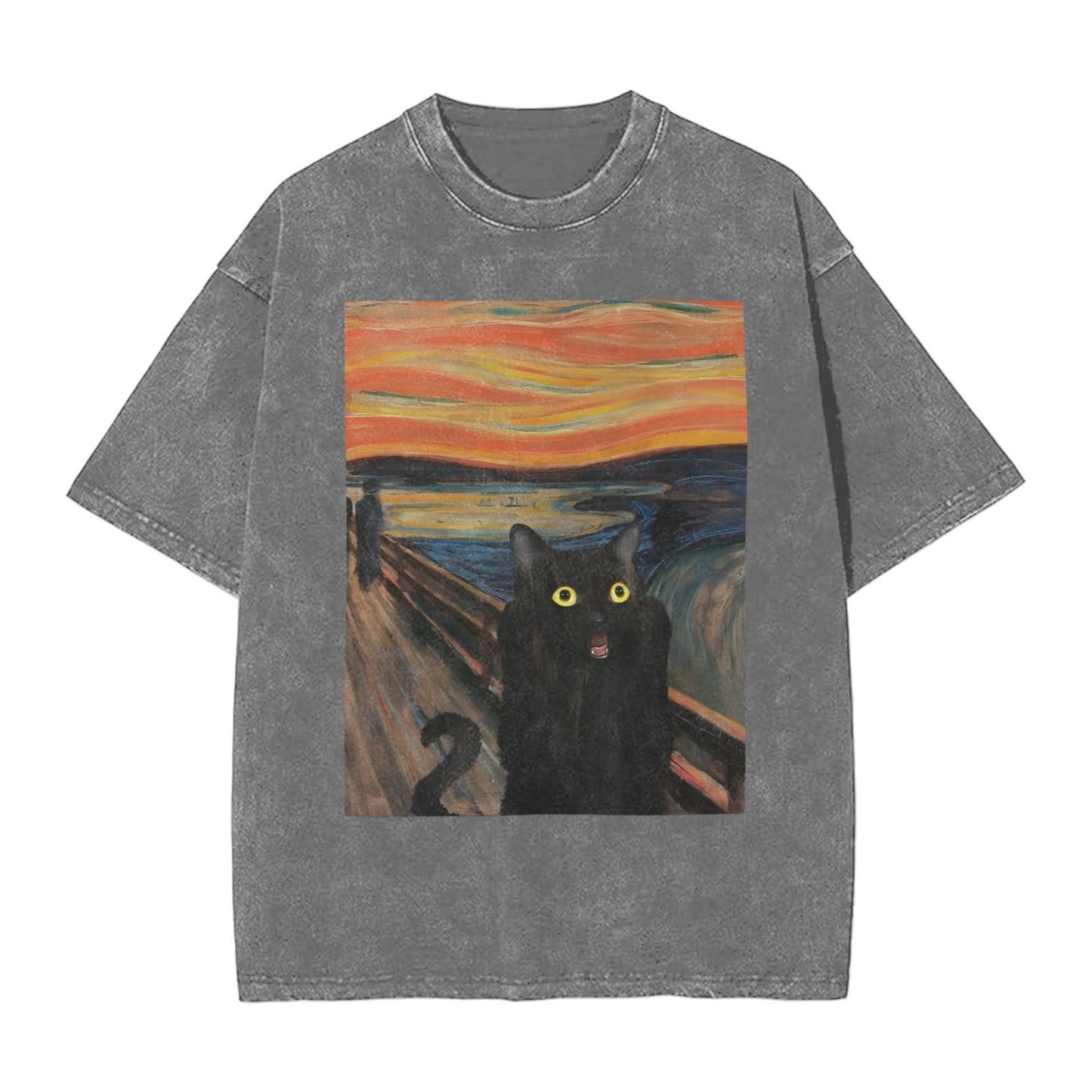 Osaka Lion Screaming Cat Second Washed T-Shirt
