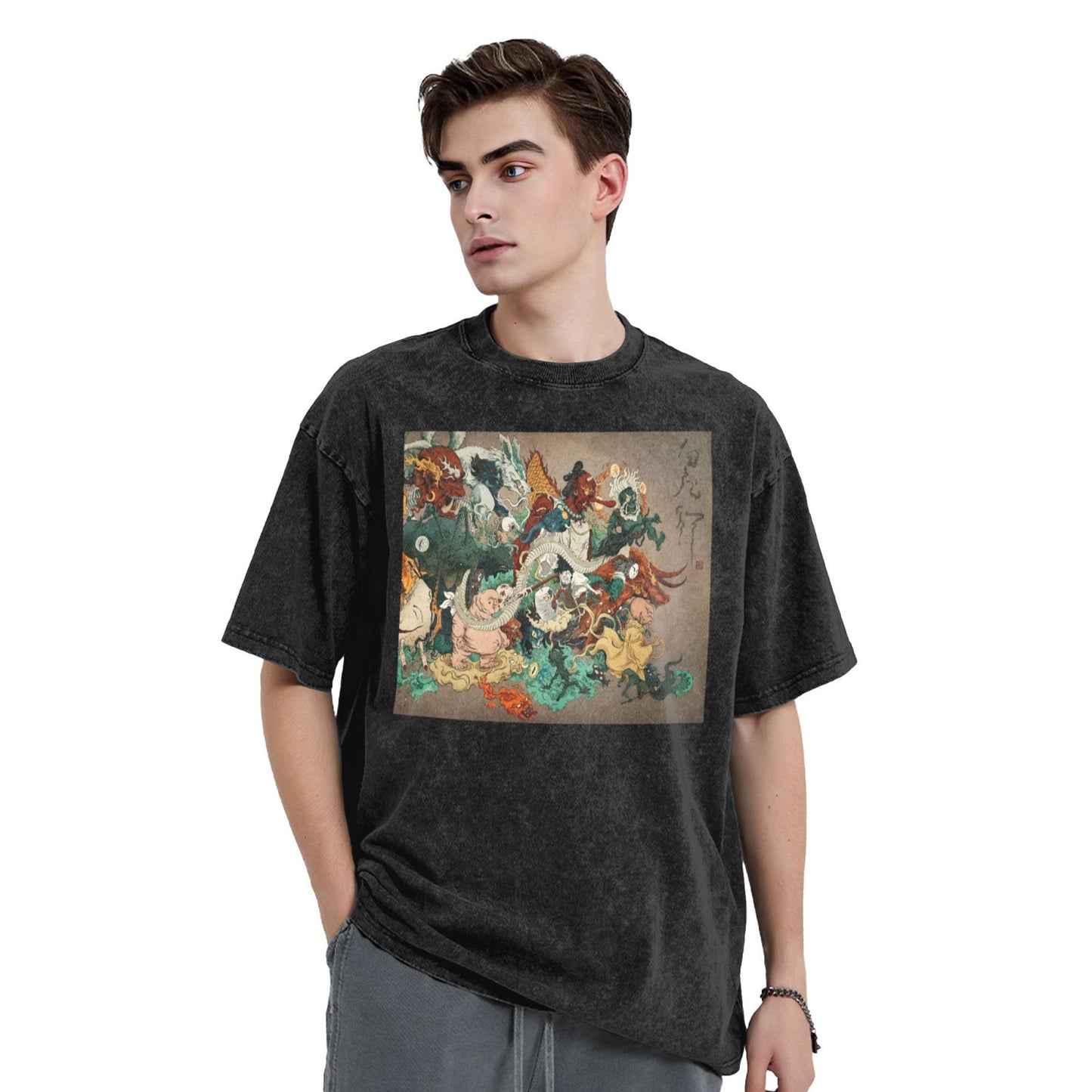 Osaka Lion Yokai Outing Washed T-Shirt