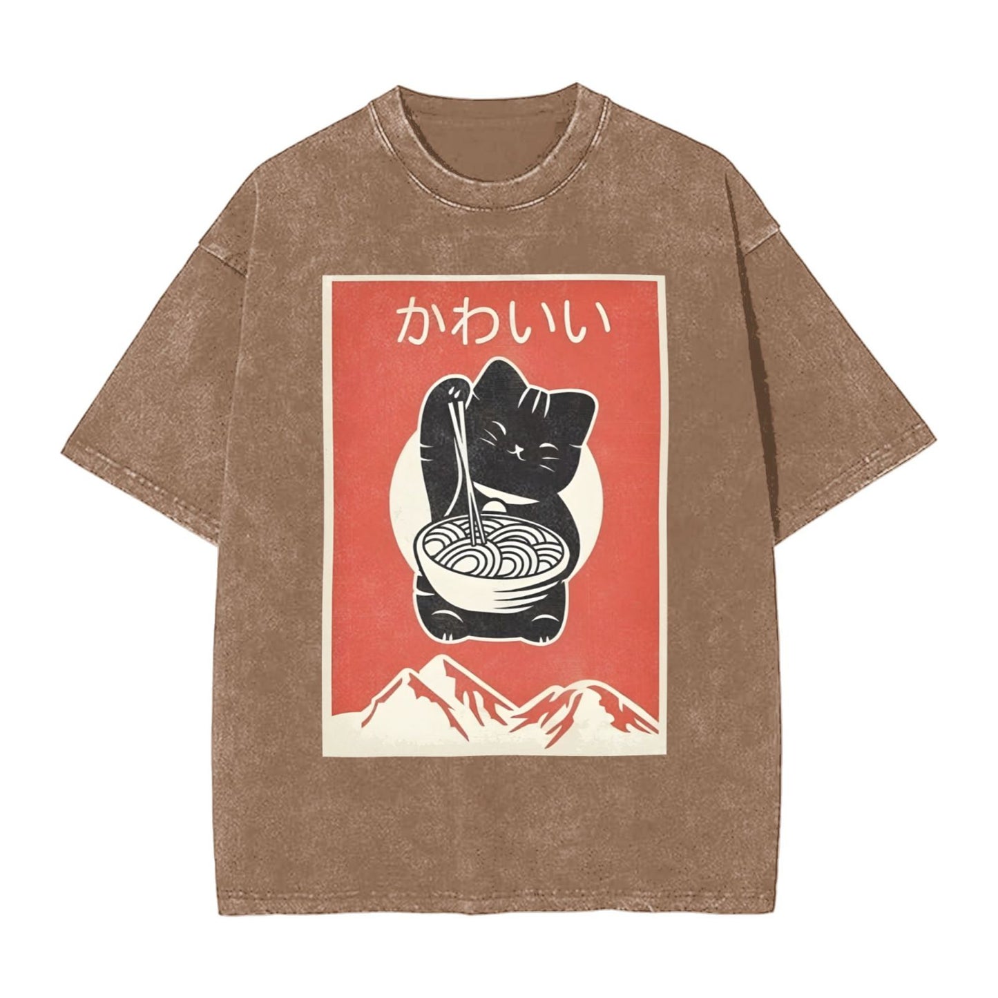 Osaka Lion Eat Ramen Cat Seventhxth Washed T-Shirt