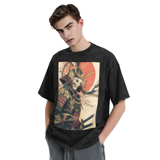 Osaka Lion Skeleton Samurai General Washed T-Shirt