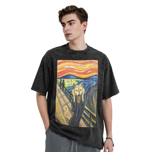 Osaka Lion Screaming Cat Washed T-Shirt