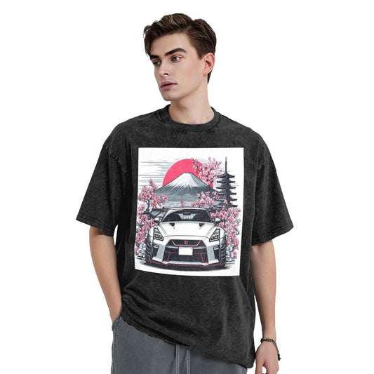Osaka Lion Sunrise And Red Car Washed T-Shirt