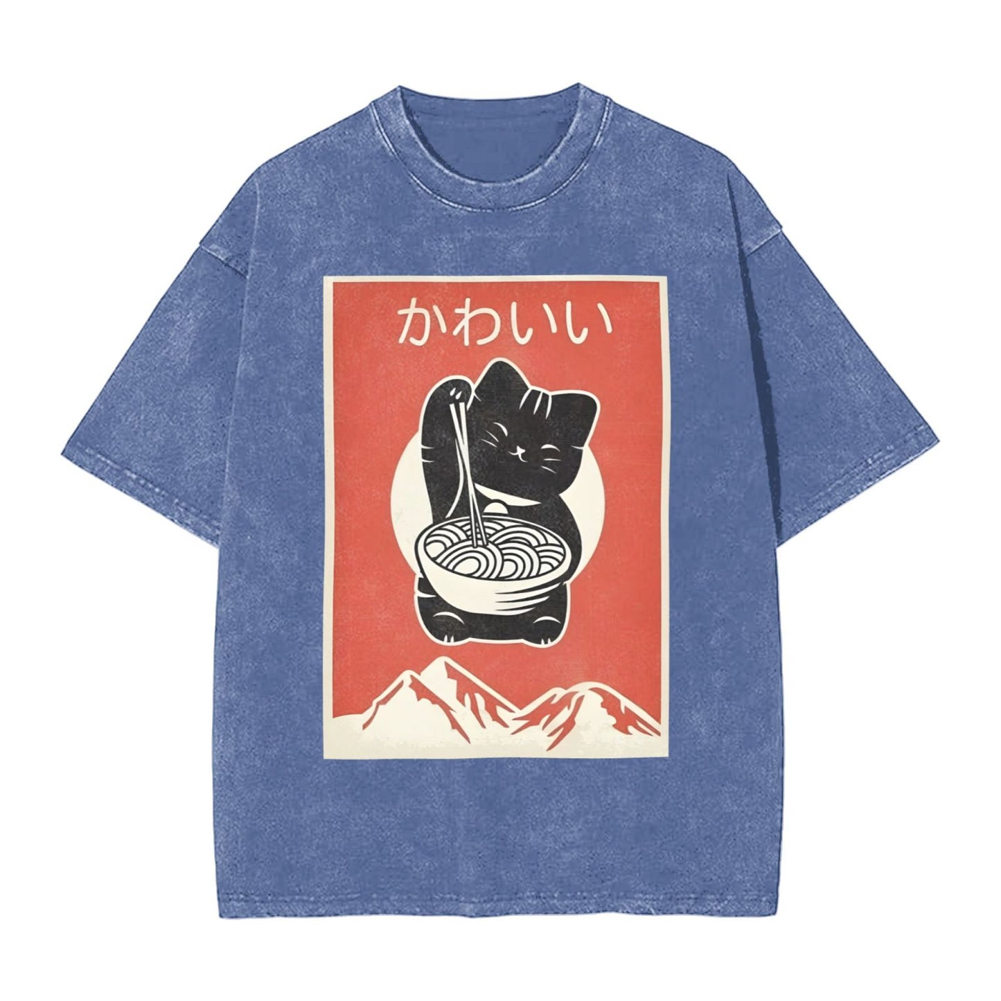 Osaka Lion Eat Ramen Cat Seventhxth Washed T-Shirt