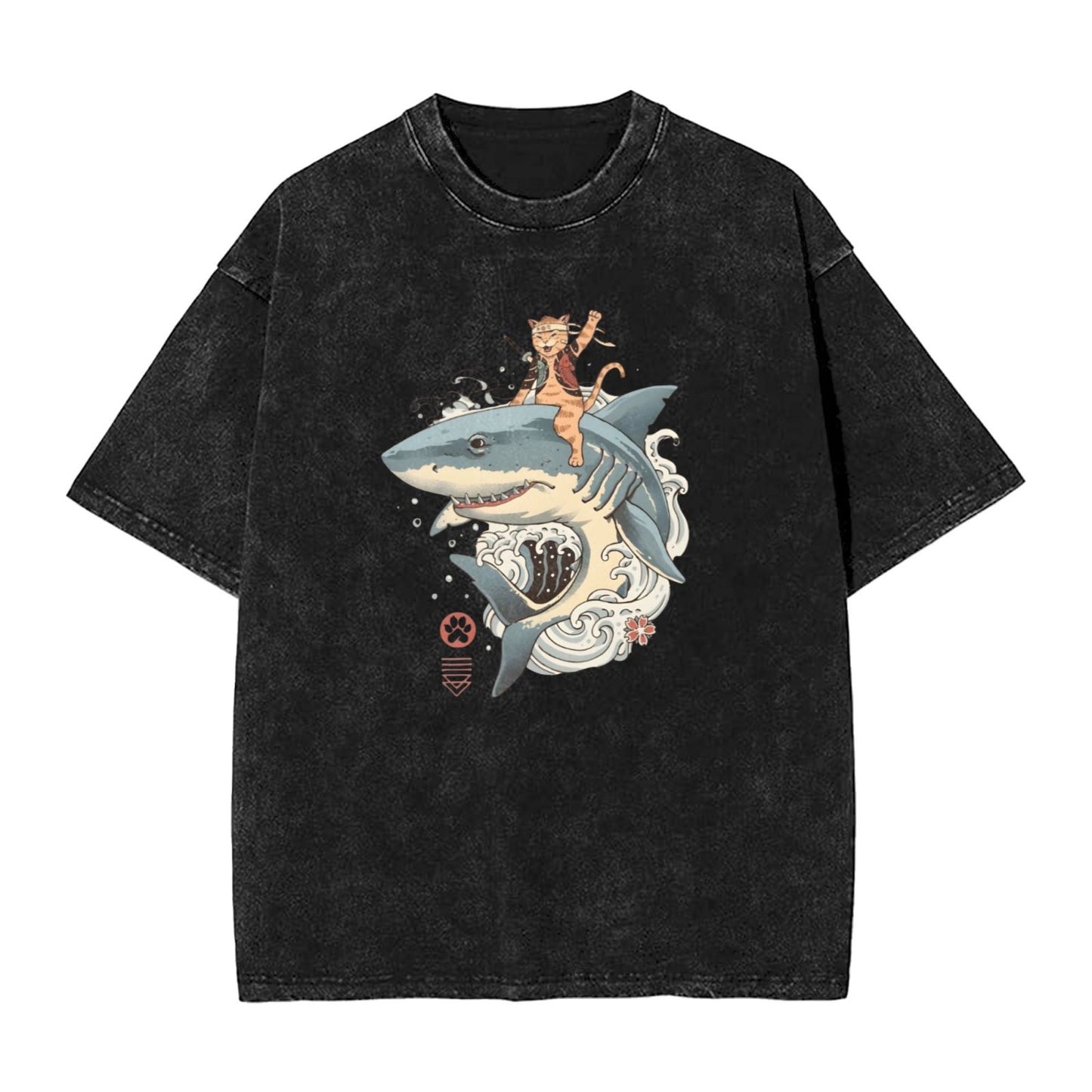 Osaka Lion Cat And Shark Washed T-Shirt