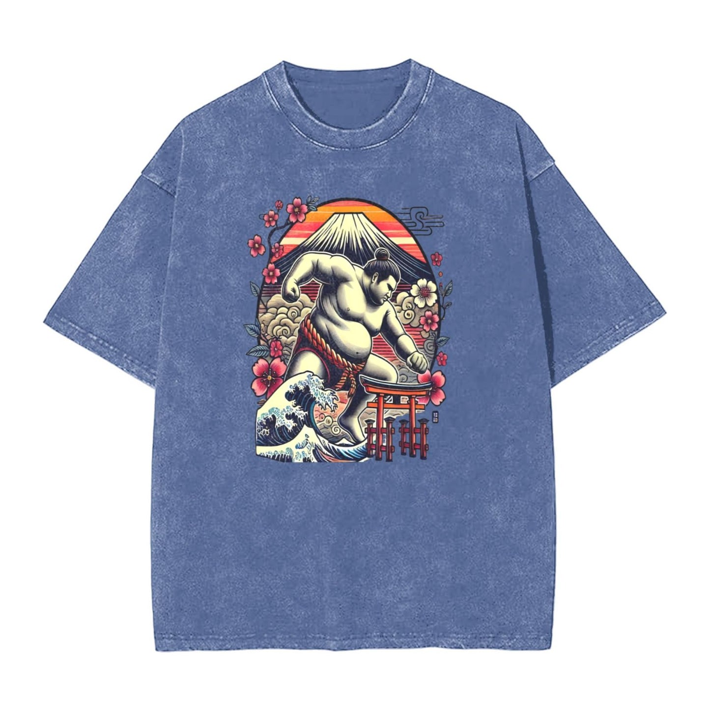 Osaka Lion Great Wave And Sumo Washed T-Shirt