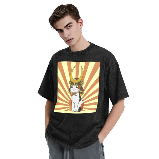 Osaka Lion Glowing Cat Washed T-Shirt