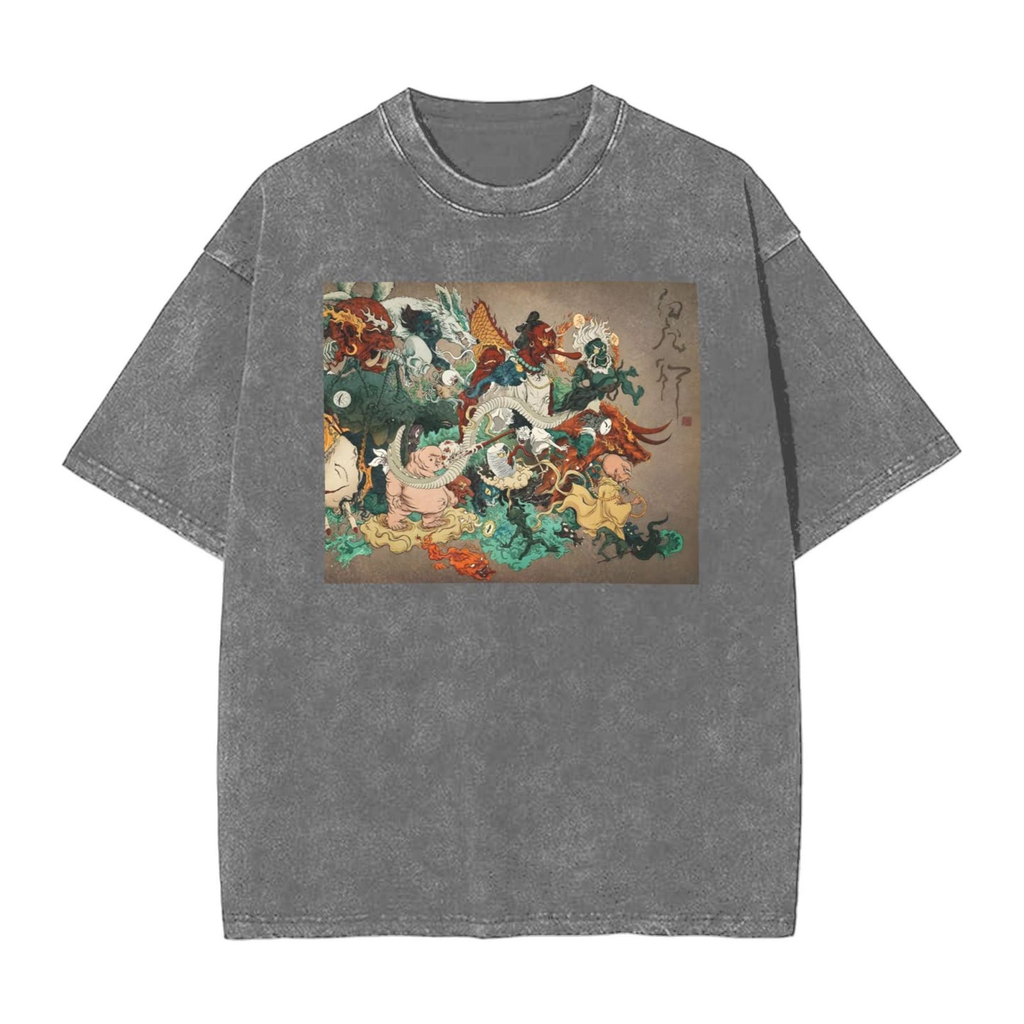 Osaka Lion Yokai Outing Washed T-Shirt