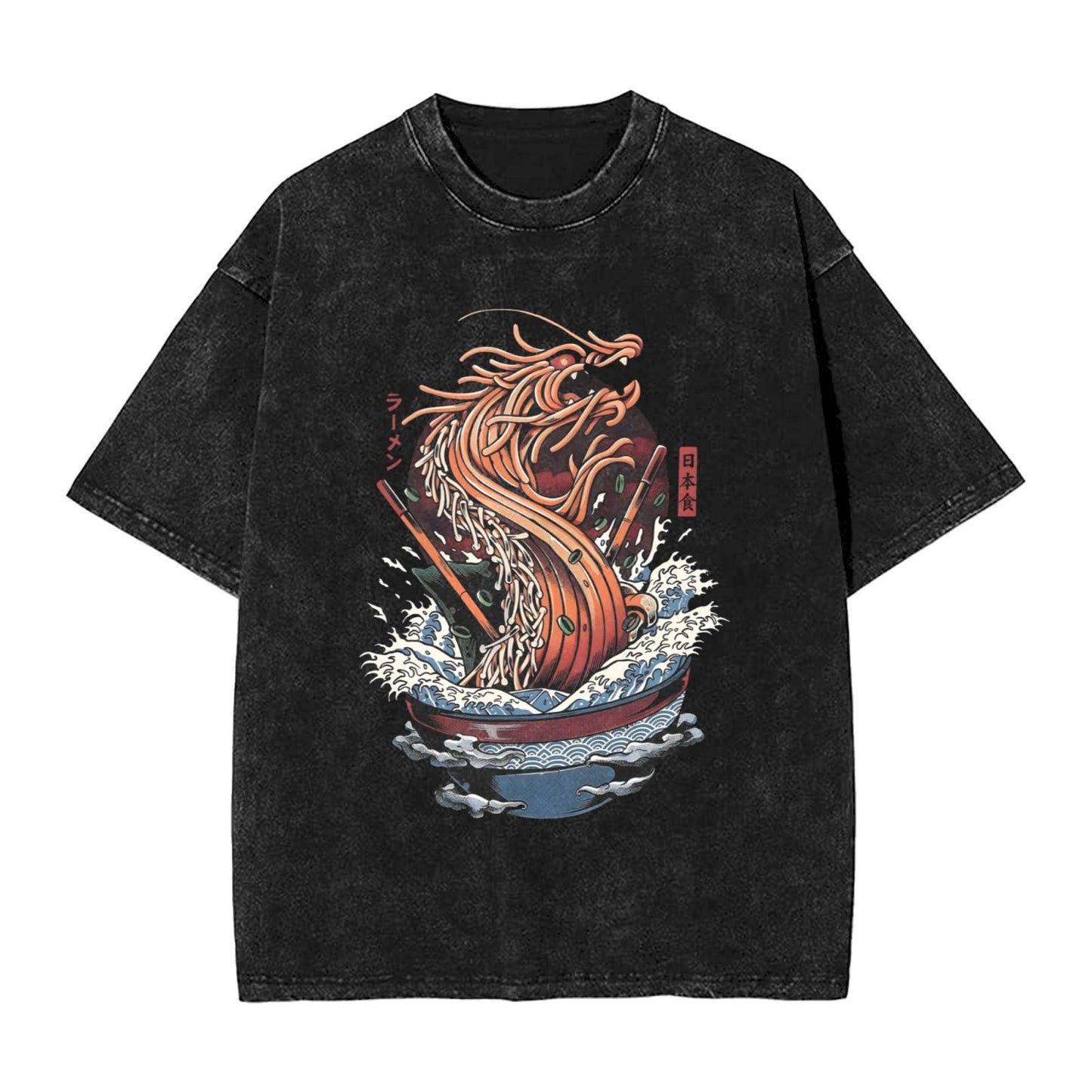 Osaka Lion Great Wave Ramen Dragon Washed T-Shirt