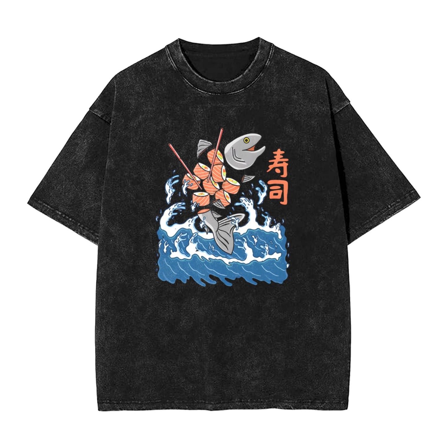 Osaka Lion Great Wave And Sushi Washed T-Shirt