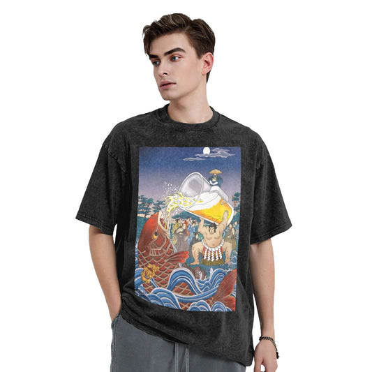 Osaka Lion Sumo And Fish Washed T-Shirt
