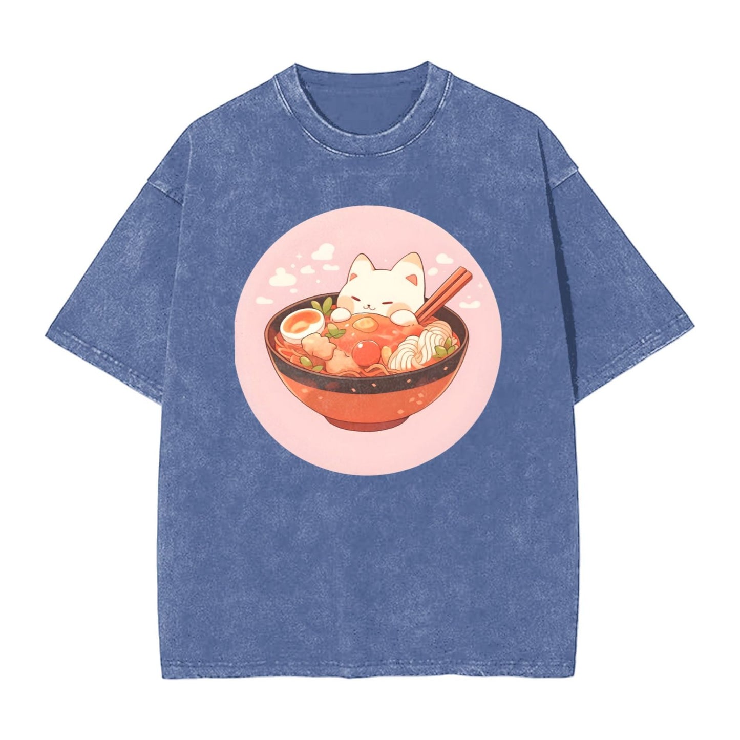 Osaka Lion Cat With Ramen Washed T-Shirt