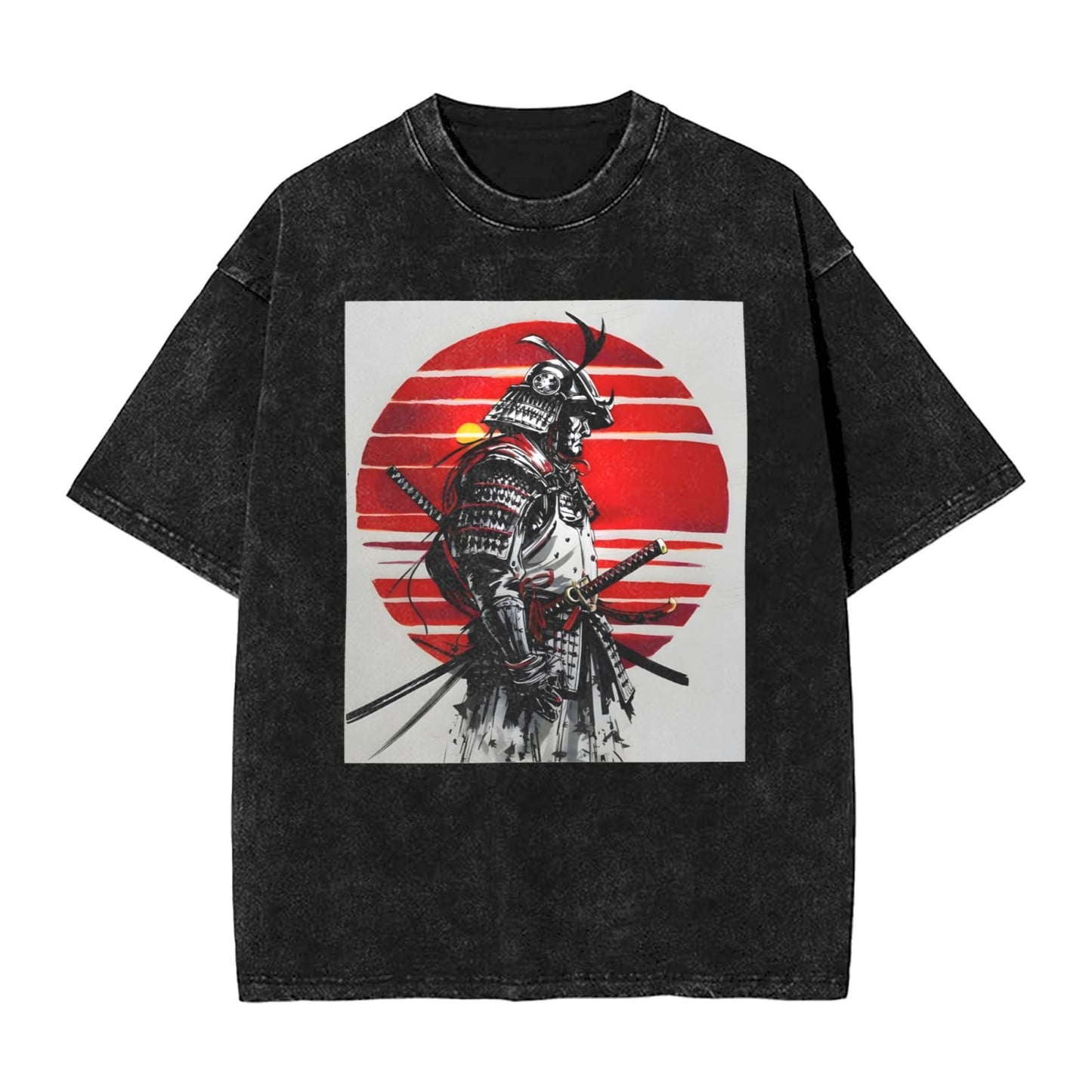 Osaka Lion Samurai And Sunset Washed T-Shirt