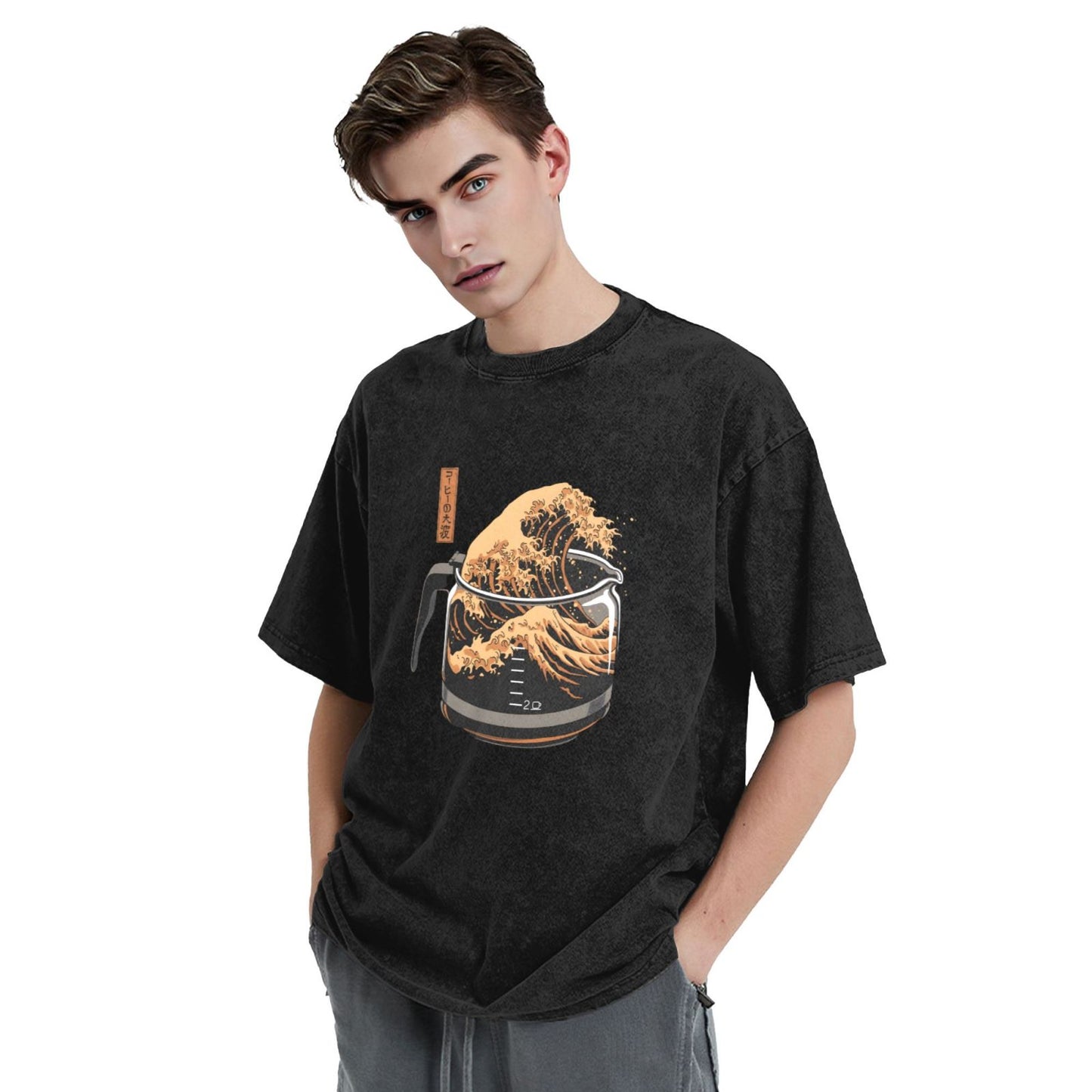 Osaka Lion Great Wave Of Coffee First Washed T-Shirt