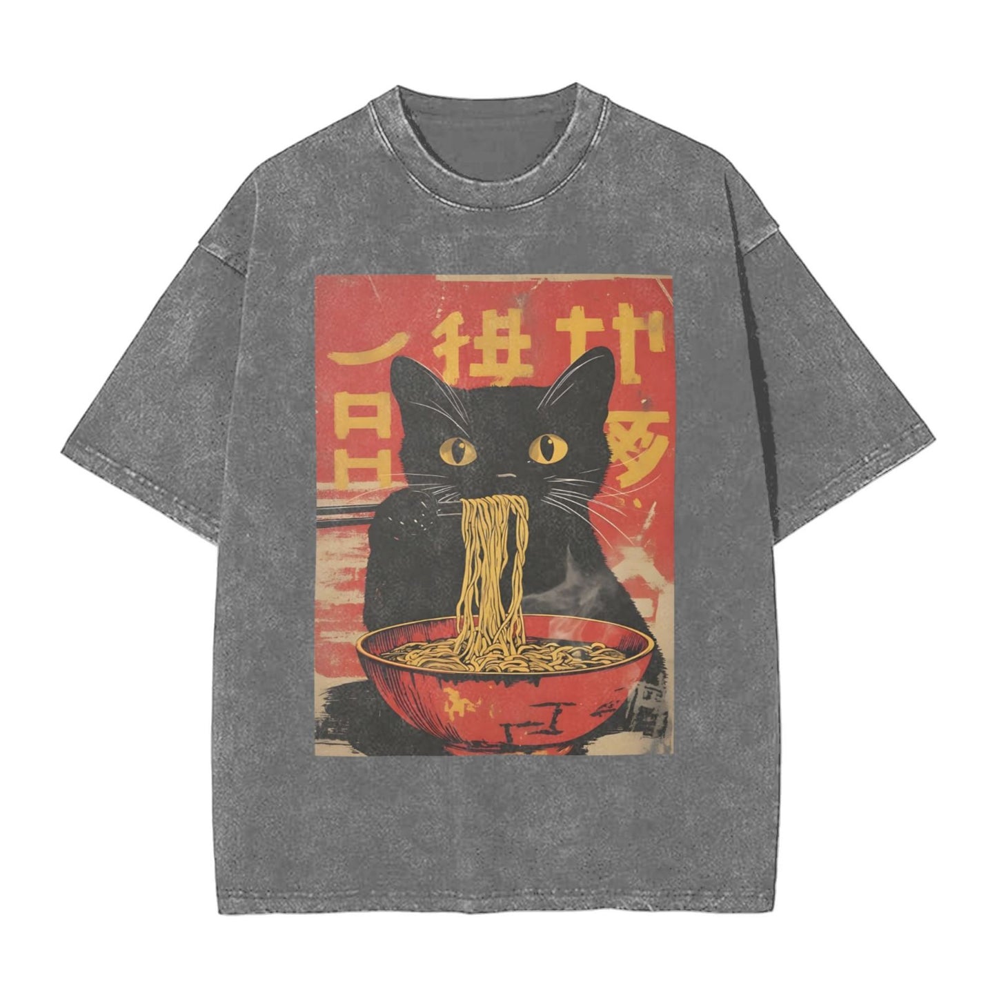 Osaka Lion Eat Ramen Cat First Washed T-Shirt