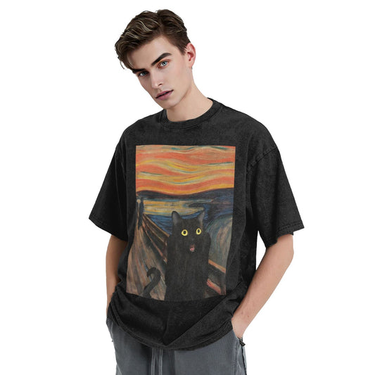 Osaka Lion Screaming Cat Second Washed T-Shirt