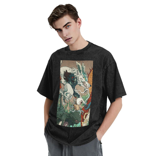 Osaka Lion Yokai Outing Second Washed T-Shirt