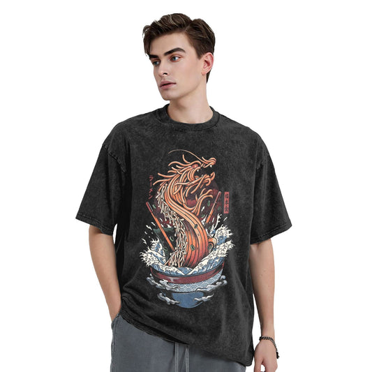 Osaka Lion Great Wave Ramen Dragon Washed T-Shirt