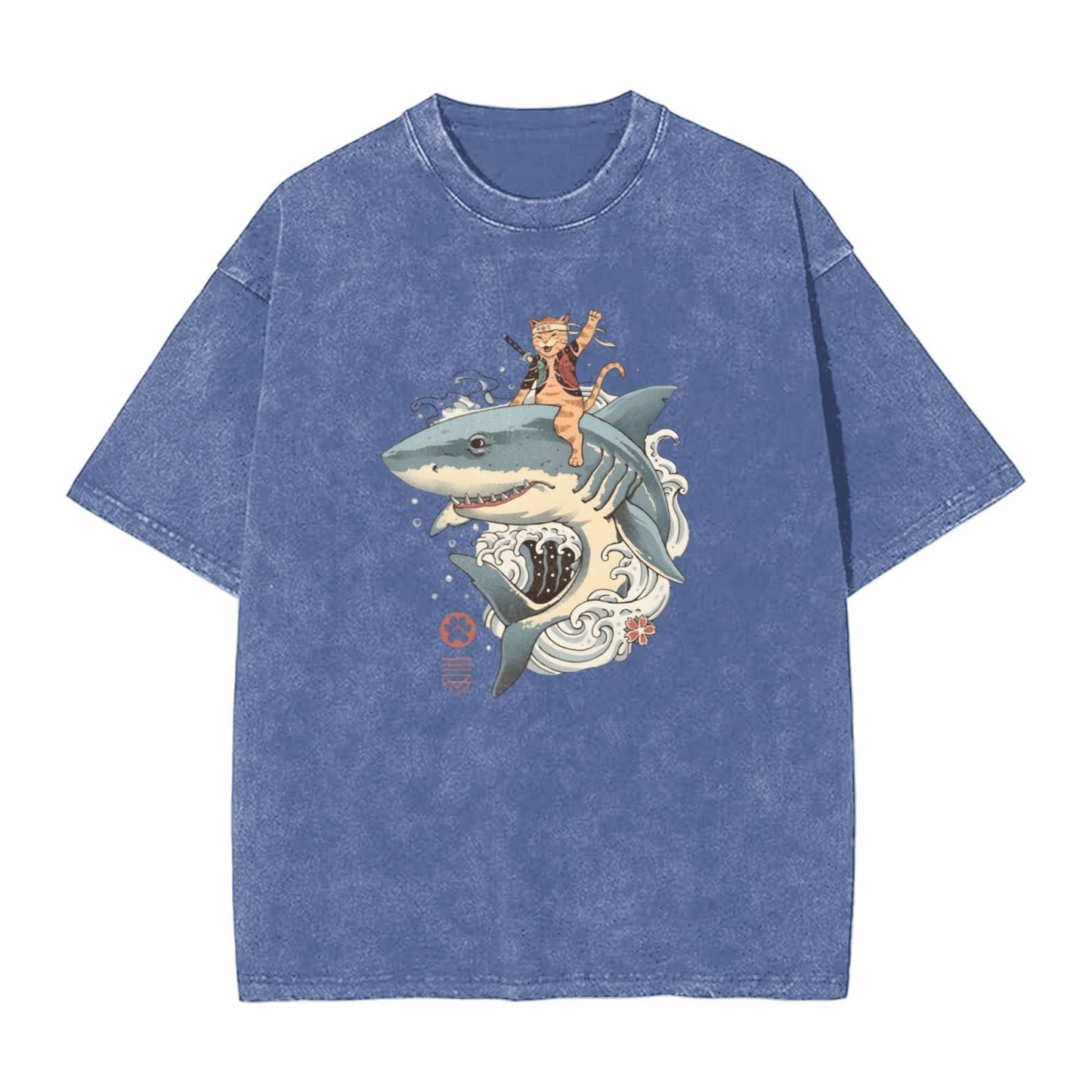 Osaka Lion Cat And Shark Washed T-Shirt