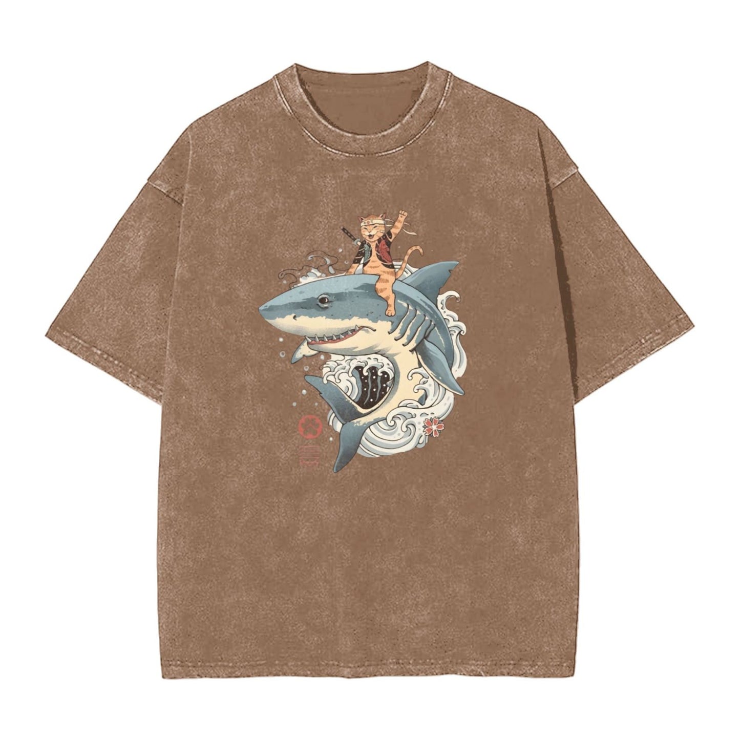 Osaka Lion Cat And Shark Washed T-Shirt